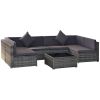 Outsunny 7-Piece Outdoor Wicker Patio Furniture Set with Gray Cushions