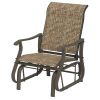Outsunny Outdoor Glider Chair Patio Glider Swing Chair with Mesh Seat, Steel Frame for Backyard, Garden, Porch, Light Mixed Brown