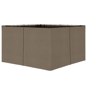 Outsunny 9.84' x 11.8' Universal Gazebo Sidewall Set with 4 Panels, Hooks/C-Rings Included for Pergolas & Cabanas, Brown