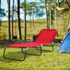 Outsunny Foldable Chaise Lounge, 5-Level Backrest, Adjustable footrest, Pillow, Lightweight Frame, for Pool, Patio, Sun Bathing, Red