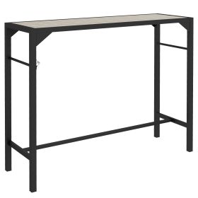 Outsunny Patio Bar Table: Bar Height with Built-In Bottle Opener, Wood Grain Plastic Top, 47.25" x 15" x 39", for Social Gatherings|