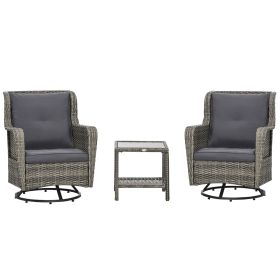 Outsunny Patio Pivotal 360°Rotating Rocking Bistro Set, Gray, Modern & Comfortable Outdoor Seating