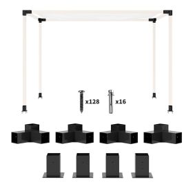 Outsunny 8PCS Pergola Kit, Pergola Brackets with 3-Way & 4-Way Corner Brackets for 4"x4" (Actual 3.6"x3.6") Lumber