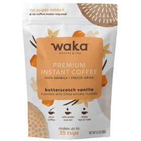 Waka Butterscotch Flavored Instant Coffee – 100% Arabica, Freeze-Dried, No Additives, 35 Servings