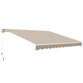 Outsunny 12' x 10' Retractable Awning, Manual Outdoor Sunshade Shelter for Patio, Balcony, Sunshade Canopy w/ Adjustable & Versatile Design, Beige