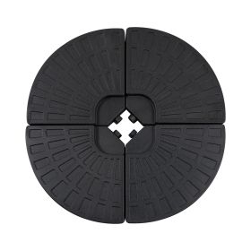 Outsunny 4 Pieces Round Patio Umbrella Base, Cantilever Offset Outdoor Umbrella Weights, 52 Liters Capacity Water or 112 lbs Capacity Sand Set, Black
