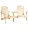 Outsunny Wooden Adirondack Chairs Set of 2 Outdoor Double Seat w/ Center Table Umbrella Hole Patio Backyard Deck Natural