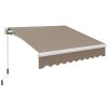 Outsunny 8' x 6.6' Patio Retractable Awning Manual Exterior Sun Shade Deck Window Cover, Brown