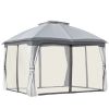 Outsunny 10x12 Gazebo, Vented Canopy, Zippered Sidewalls, Steel Fram, Gray