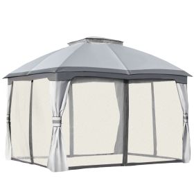 Outsunny 10x12 Gazebo, Vented Canopy, Zippered Sidewalls, Steel Fram, Gray