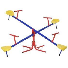 Outsunny Kids Seesaw Swivel Teeter Totter with 360° Spinning, 4 Seater Seesaw Outdoor Playground Equipment for Backyard
