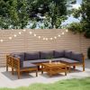 7 Piece Patio Lounge Set with Cushion Solid Acacia Wood