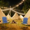 2pcs Steel Tube PP Webbing Bearing 120kg Folding Beach Chair Blue& White Strip