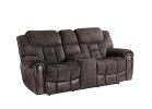 Easy-care Loveseat with Pleated Back - Ultra-Plush Fabric, Leatherette - Multi-Function Drop-Down Console