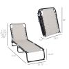 Outsunny Cream Recline Mesh Lounge, Outdoor Breathable Chaise Bed for Supreme Relaxation & Comfort