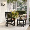 Outsunny Porch Perfection: Black Slatted Wooden Rocking Chairs with Armrests for Balcony