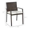 Outsunny Outdoor Dining Chair Set, PE Rattan, Cream White Cushions, Patio Wicker with Backrest