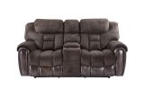 Easy-care Loveseat with Pleated Back - Ultra-Plush Fabric, Leatherette - Multi-Function Drop-Down Console