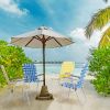 2pcs Steel Tube PP Webbing Bearing 120kg Folding Beach Chair Blue& White Strip
