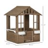 Outsunny Kids Wooden Playhouse, Outdoor Garden Games Cottage with Working Door, Windows, Flowers Pot Holder, 47" x 38" x 54"
