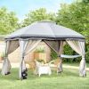 Outsunny 10x12 Gazebo, Vented Canopy, Zippered Sidewalls, Steel Fram, Gray