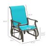 Outsunny Outdoor Glider Chair Patio Glider Swing Chair with Mesh Seat, Steel Frame for Backyard, Garden, Porch, Blue