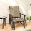 Outsunny Outdoor Glider Chair Patio Glider Swing Chair with Mesh Seat, Steel Frame for Backyard, Garden, Porch, Light Mixed Brown