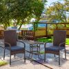 Outsunny Contemporary Stacking Patio Chair: Blue Wicker with Cushion for Elegant Outdoor Dining|