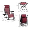 Outsunny 3-Piece Zero Gravity Set, Recliner Chairs with Side Table, Grey, Poolside & Camping