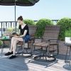 Outsunny Wicker Rattan Swivel Patio Glider Chair Set of 2, Outdoor Glider Chair with Steel Frame, High Back, Brown