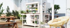 TOPMAX 66" Large Outdoor Farmhouse Wooden Potting Bench Table, Garden Workstation with 2 Drawers, Cabinet and Open Shelves for Backyard, Mudroom
