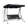 Outsunny 3 Person Outdoor Swing Chair Bench Black Patio Swing with Stand and Adjustable Canopy for Garden Poolside