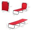 Outsunny Foldable Chaise Lounge, 5-Level Backrest, Adjustable footrest, Pillow, Lightweight Frame, for Pool, Patio, Sun Bathing, Red