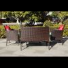 Four-Piece Sofa Set Table With Sofa Chair PE Rattan Outdoor Furniture HY4-001 Box *1 With Emerald Green Color Cushion
