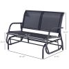 Outsunny Outdoor Glider Rocking Chair for 2, Patio Bench Swing with Steel Frame, Ideal for Garden, Porch - Black