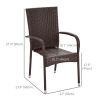 Outsunny Contemporary Stacking Patio Chair: Blue Wicker with Cushion for Elegant Outdoor Dining|