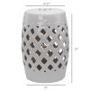 Outsunny Woven Ceramic Garden Stool, White Glazed, Easy Clean & Supportive for Outdoor Seating