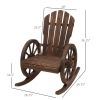 Outsunny Adirondack Rocking Chair, Outdoor Rocker All-Weather Patio Seat with Slatted Design & Oversize Back for Porch, Poolside & Garden, Brown