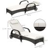Outsunny Outdoor Chaise Lounge, 5-Level Adjustable Backrest Rattan Pool Lounge Chair with Wheels, Cushion & Headrest, Cream