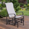 Outsunny Gliding Lounger Chair, Outdoor Swinging Chair with Smooth Rocking Arms and Lightweight Construction for Patio Backyard, Cream White