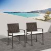 Outsunny Outdoor Dining Chair Set, PE Rattan, Cream White Cushions, Patio Wicker with Backrest