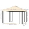 Outsunny 10 x 10 Gazebo with 2-Tier Roof, Mesh Sidewalls, Steel Frame for Garden in Beige