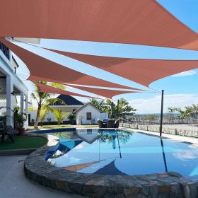 Artpuch Custom Size Rust Red Sun Shade Sail Triangle Canopy 185 GSM Durable Fabric UV Block Awning for Outdoor Patio Garden Backyard (Customized Avail (Color: Rust Red, size: 08x09x12)