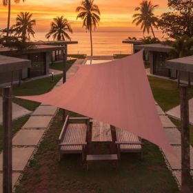 Artpuch Custom Size Rust Red Sun Shade Sail Triangle Canopy 185 GSM Durable Fabric UV Block Awning for Outdoor Patio Garden Backyard (Customized Avail (Color: Rust Red, size: 17'x19')
