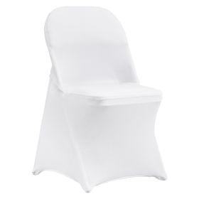 VEVOR Stretch Spandex Folding Chair Covers, Universal Fitted Chair Cover, Removable Washable Protective Slipcovers, for Wedding, Holiday, Banquet (Quantity: 50 pcs, Color: White)