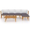 6 Piece Patio Lounge Set with Cushions Solid Acacia Wood